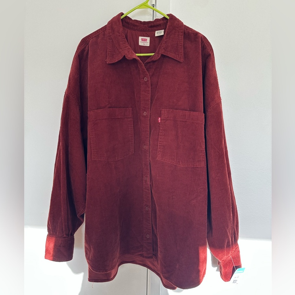 Levi's Red Corduroy Button-Up women Shirt size XL